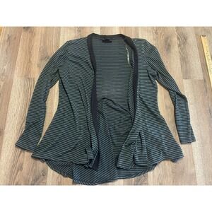 Metaphor Sweater, Women's Size XL, Green Black, Striped, Open Cardigan